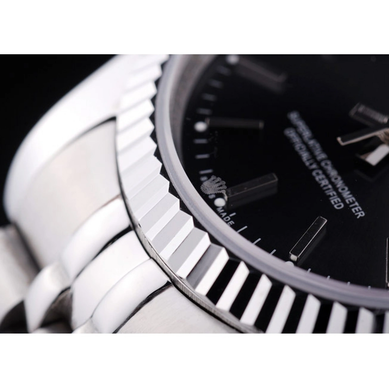 Aaa replica watch Rolex 7456 Dial Black Diamonds Bezel Datejust Ribbed 1013